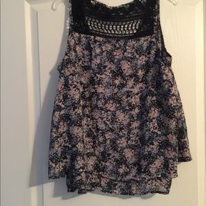 Torrid Floral Tank With Crochet Detail